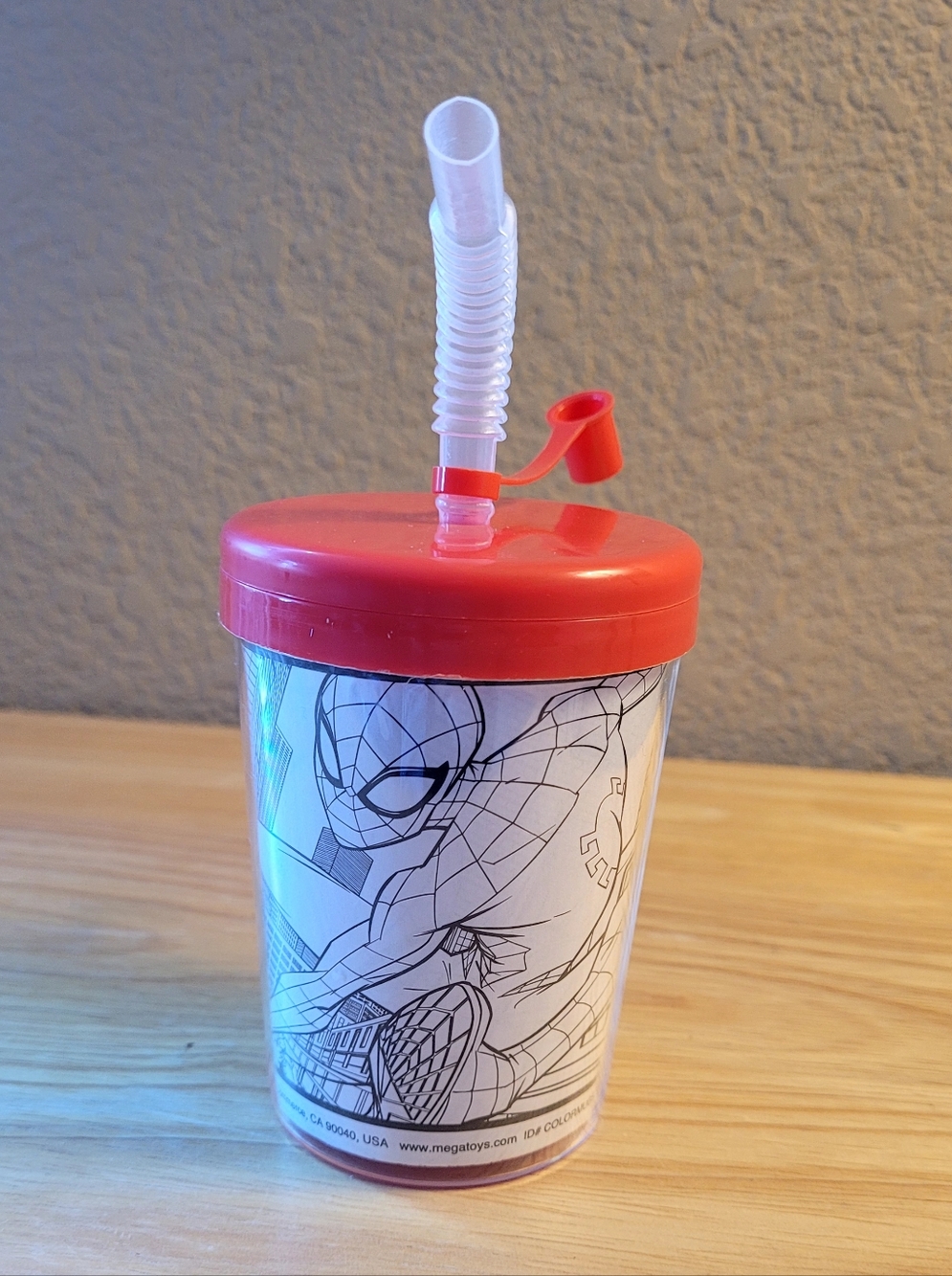 Red-Lid Spider-Man Colorable Kids Tumbler with Straw